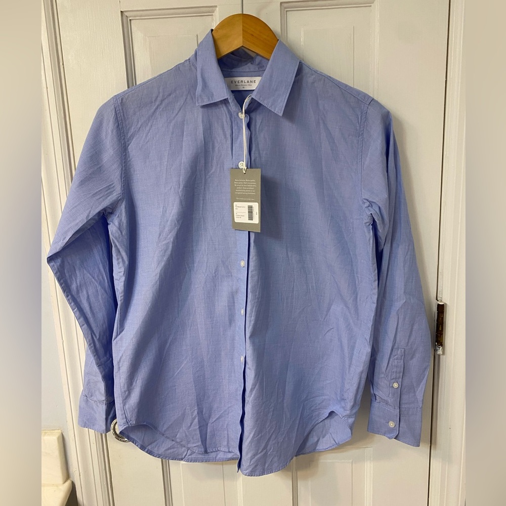 Everlane Relaxed Cotton Button-down Shirt, XXS, Blue